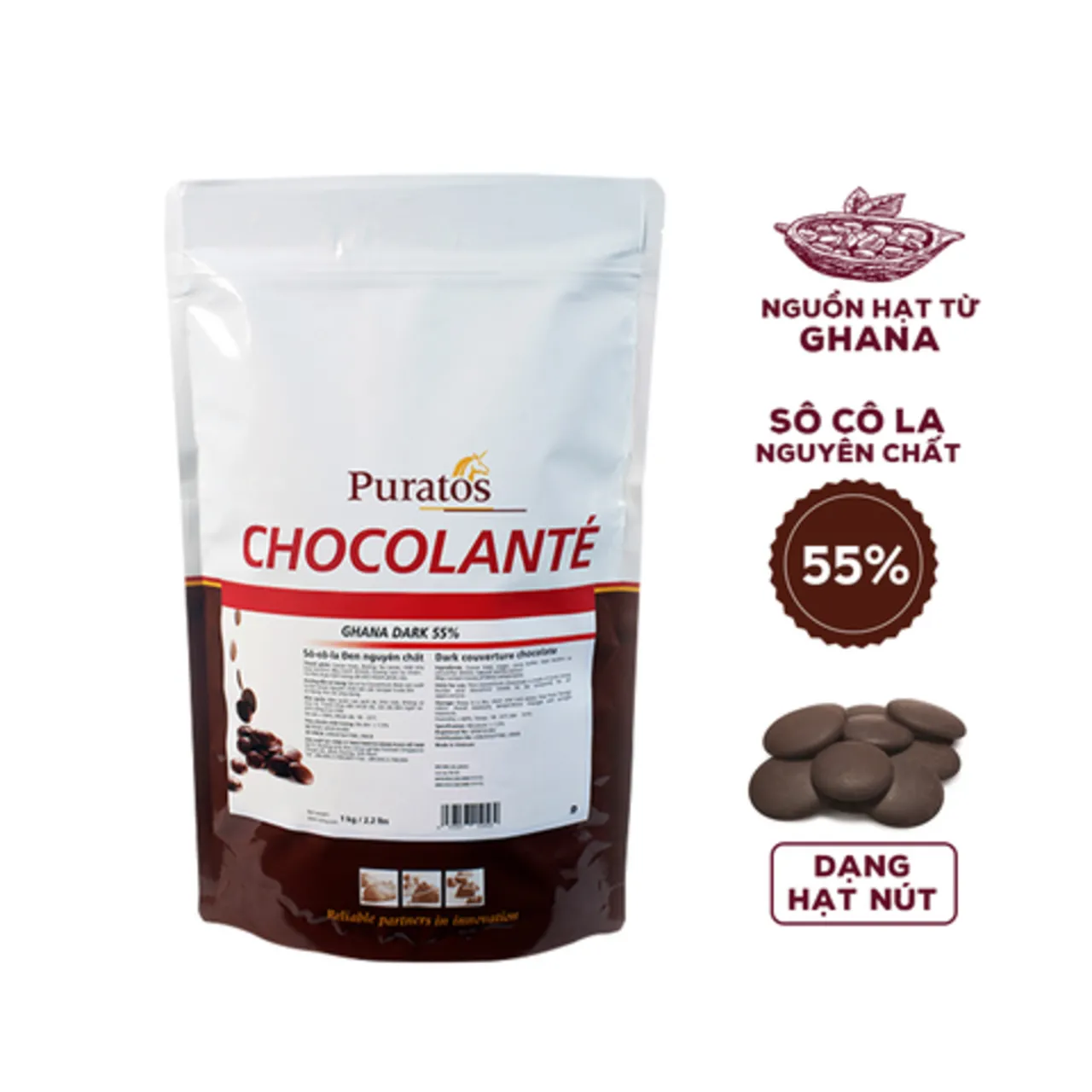 Sô-cô-la Chocolante Hạt nút Đen 55% GPD-55B 1kg - 4009769